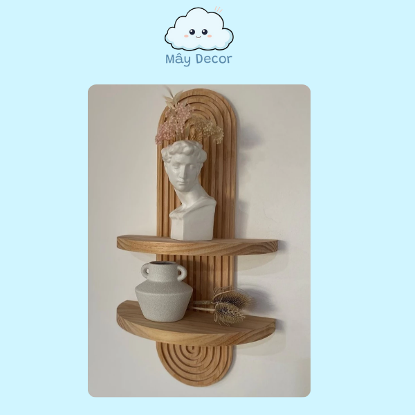 Kệ gỗ decor treo tường hình oval - Ảnh 3