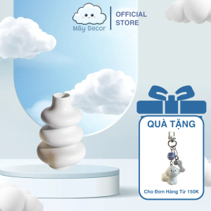 Lọ Decor Minimal White – Gốm Trắng Nhám Cắm Hoa Khô Mây Decor LD01