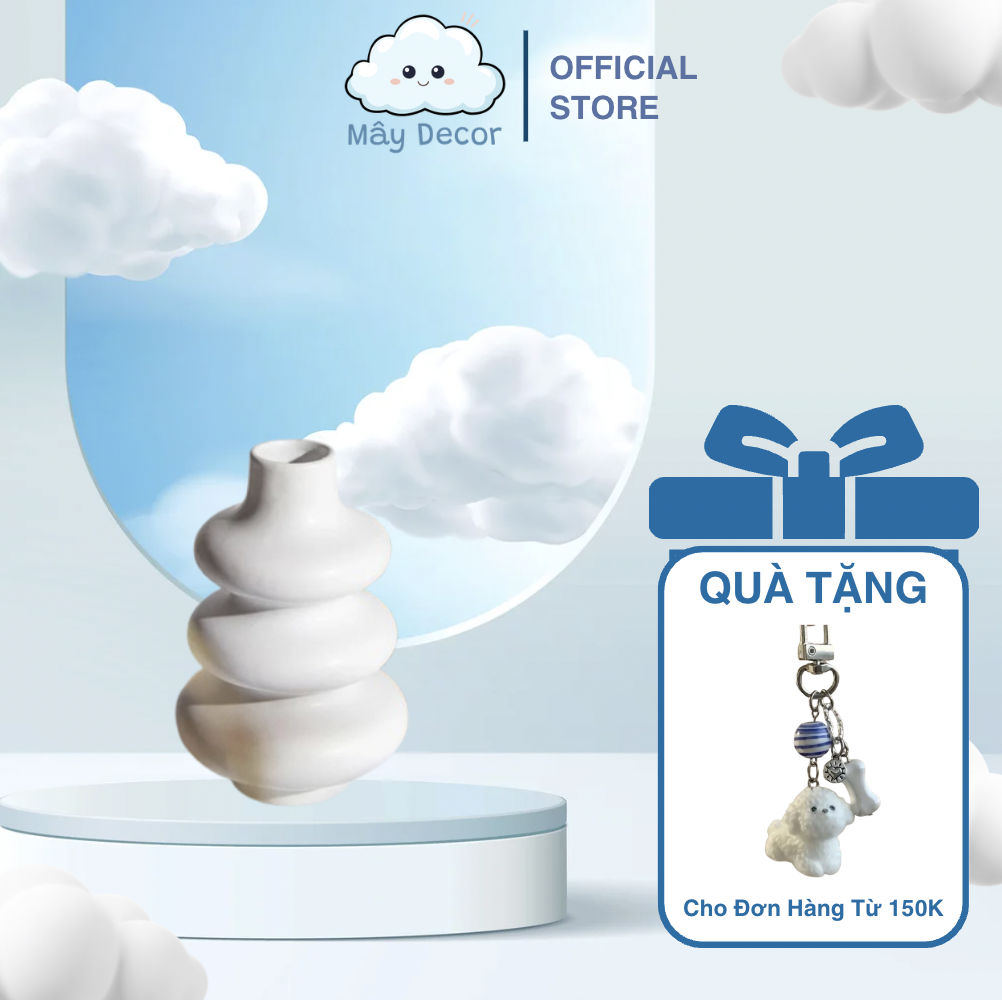 Lọ Decor Minimal White – Gốm Trắng Nhám Cắm Hoa Khô Mây Decor LD01